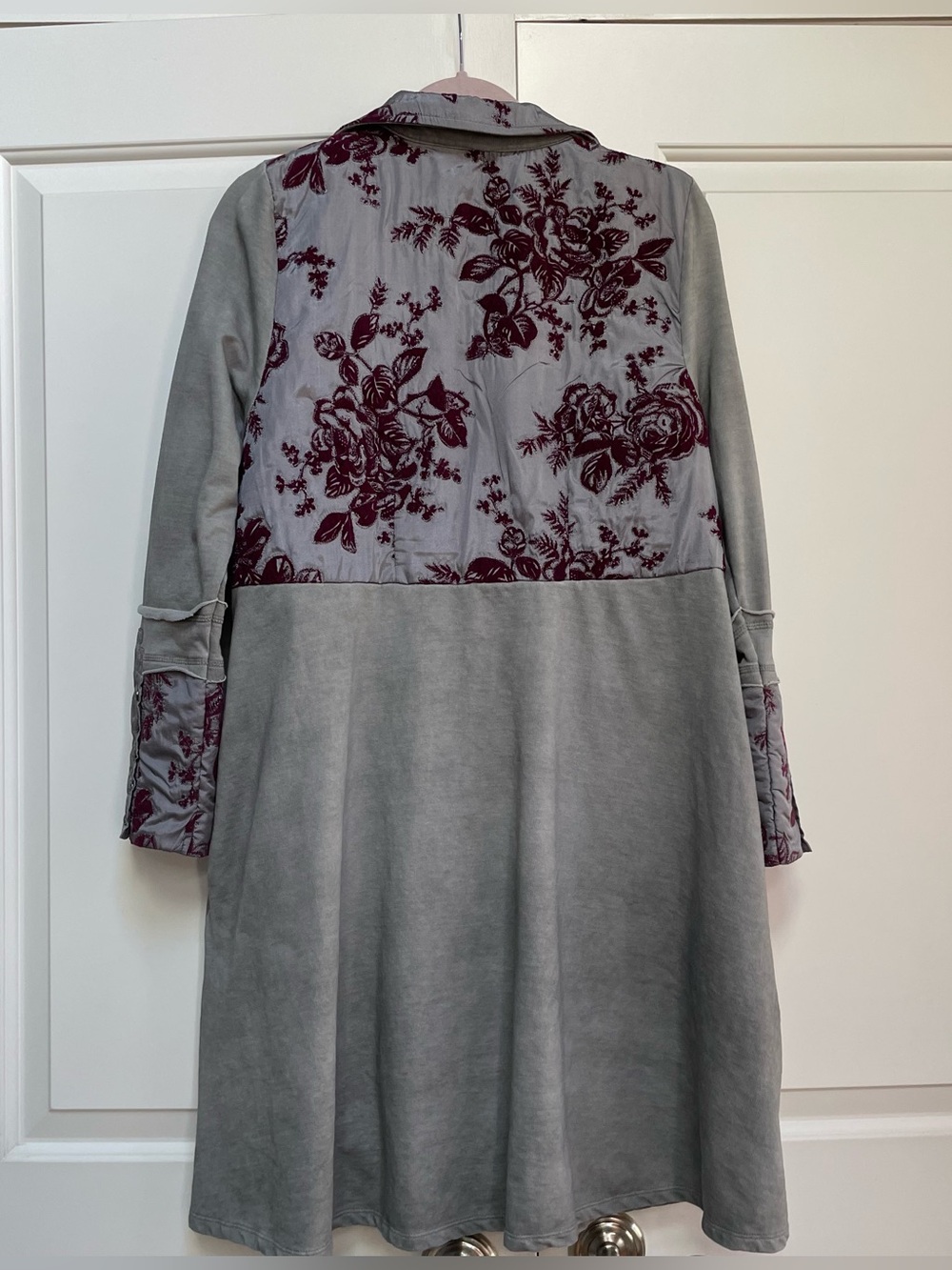 Soft Surroundings Grandeur Grey Size Large Floral Velvet Steampunk Duster Jacket - Picture 12 of 16